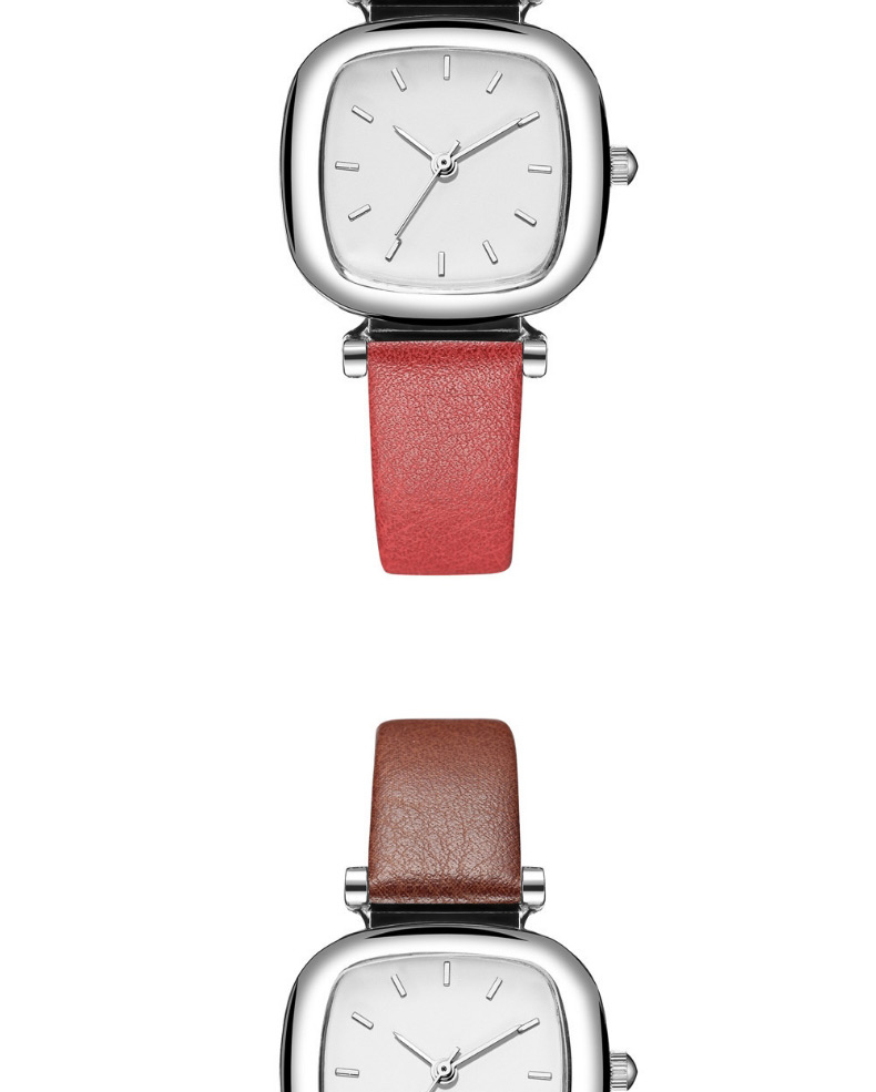Fashion Red Tonneau Shaped Pu Belt Quartz Watch,Ladies Watches