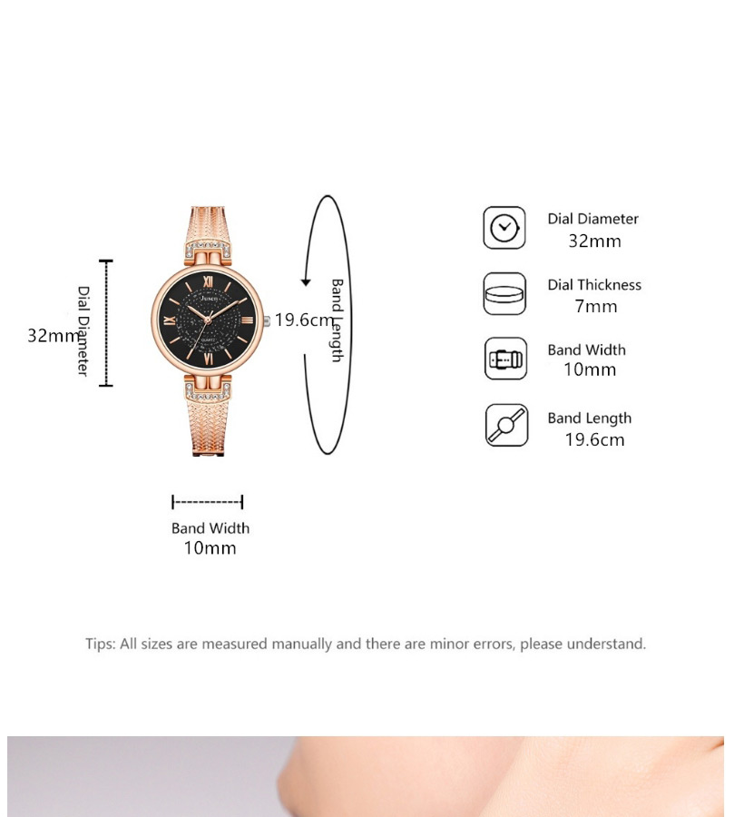 Fashion Silver With Black Face Gypsophila Fine Watch With Roman Scale Water Diamond British Watch,Ladies Watches
