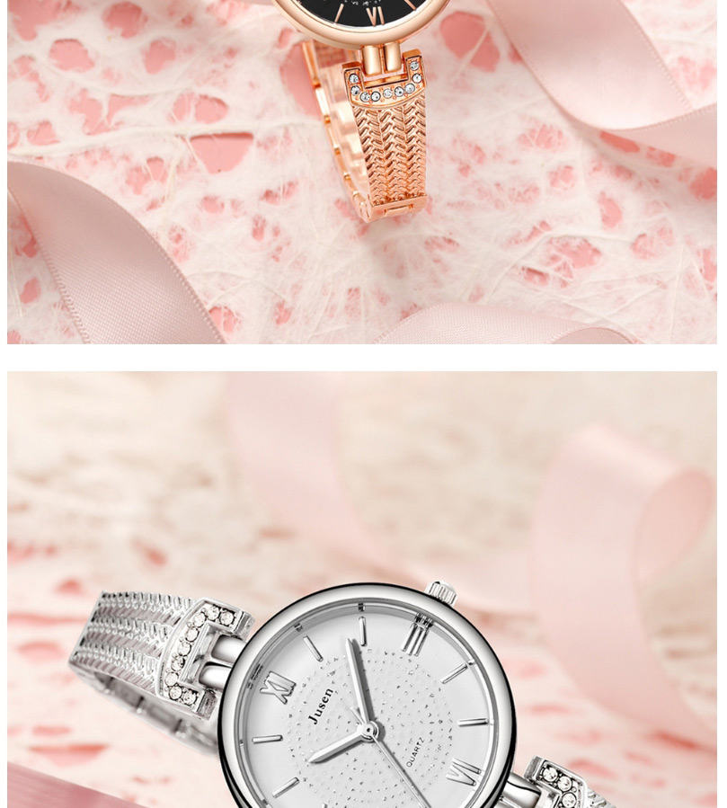Fashion Rose Gold Black Surface Gypsophila Fine Watch With Roman Scale Water Diamond British Watch,Ladies Watches