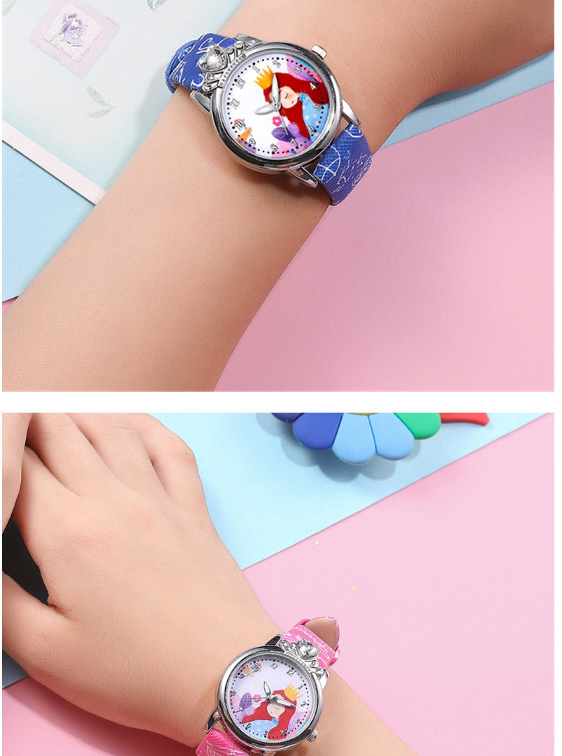 Fashion Pink Little Princess Pattern Belt Table Set Diamond Anglo Watch,Ladies Watches