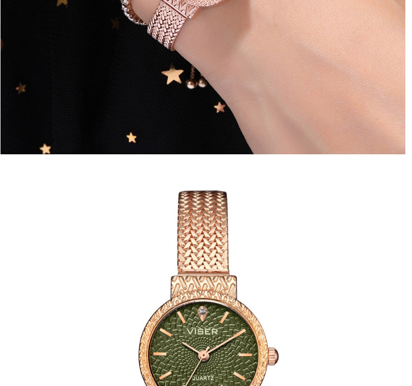 Fashion Green Waterproof Strap Quartz Bracelet Watch With Chain Subdial,Ladies Watches