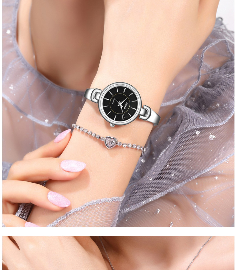 Fashion Rose Gold Black Surface Thin Steel Band Ol Strip Nail Face Quartz Steel Band Watch,Ladies Watches