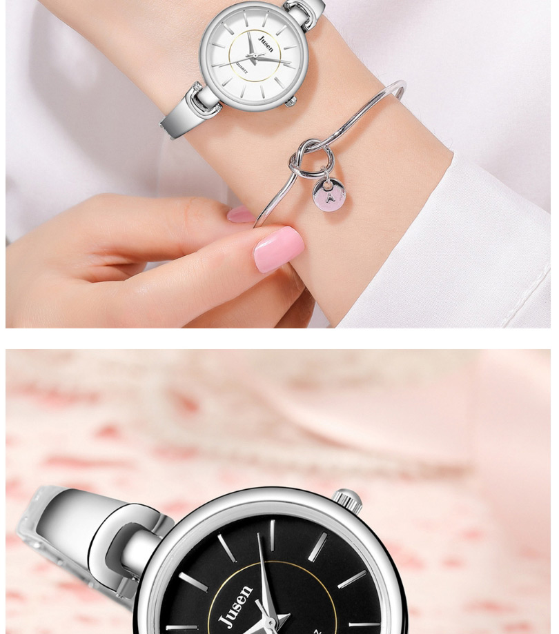 Fashion Silver With Black Face Thin Steel Band Ol Strip Nail Face Quartz Steel Band Watch,Ladies Watches