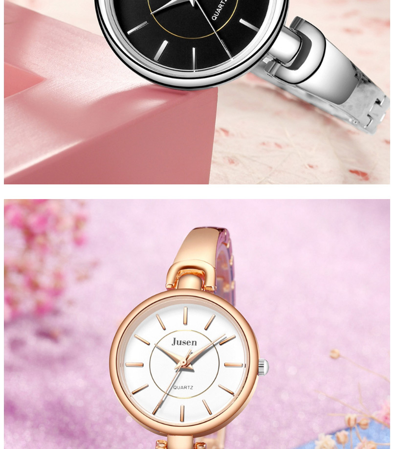 Fashion Rose Gold White Noodles Thin Steel Band Ol Strip Nail Face Quartz Steel Band Watch,Ladies Watches
