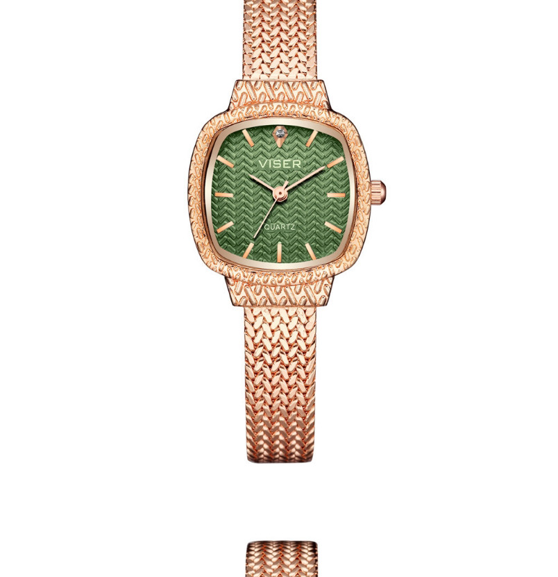 Fashion Green Square Stainless Steel Bracelet Watch With Chain Subdial,Ladies Watches