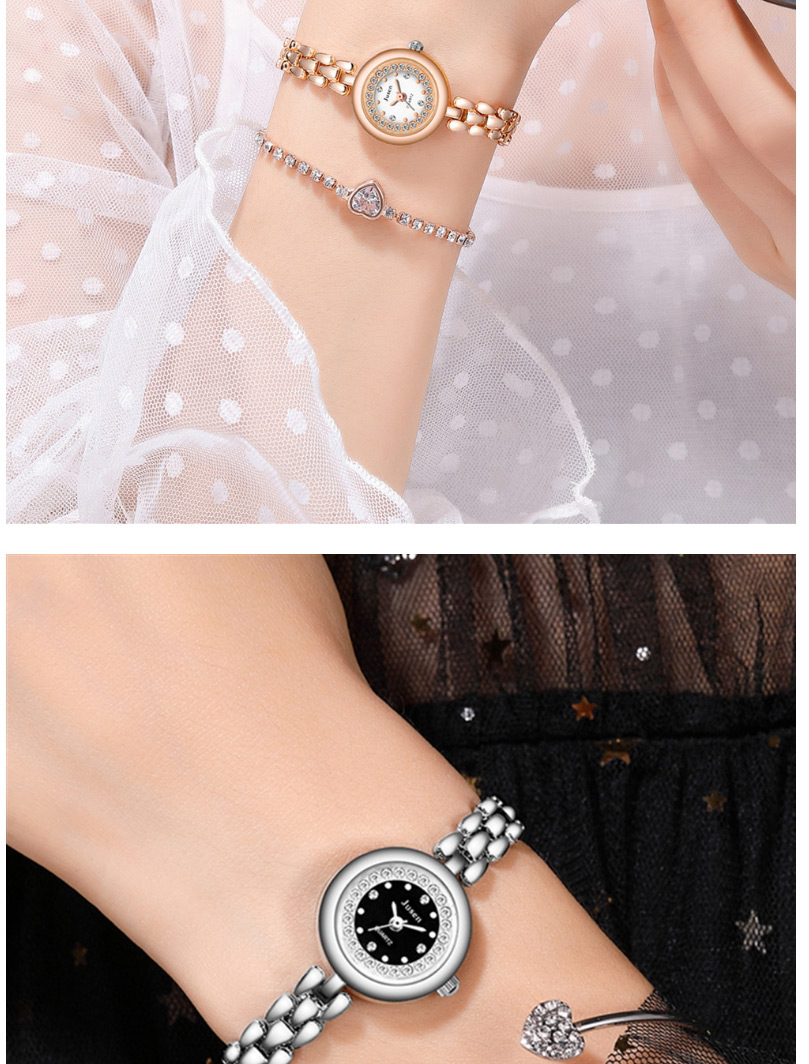 Fashion Rose Gold Noodles Small Dial Thin Strap Set Diamond English Bracelet Watch,Ladies Watches