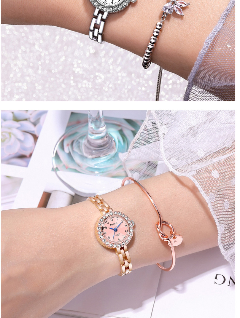 Fashion Rose Gold White Noodles Thin Strap Diamond Digital Face Bracelet Watch,Ladies Watches
