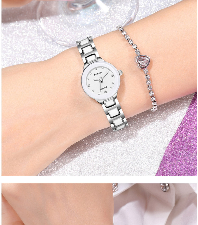 Fashion Silver With Black Face Alloy Thin Disc Water Diamond Bracelet Watch,Ladies Watches