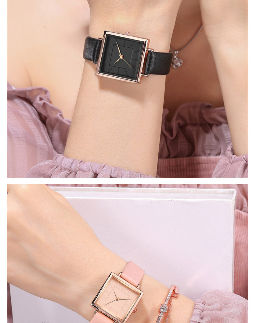 Fashion Pink Square Pu Belt Quartz Watch,Ladies Watches
