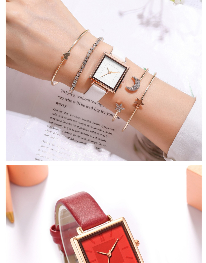 Fashion Red Square Pu Belt Quartz Watch,Ladies Watches