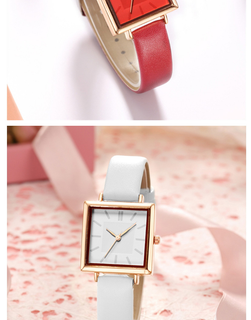 Fashion Red Square Pu Belt Quartz Watch,Ladies Watches