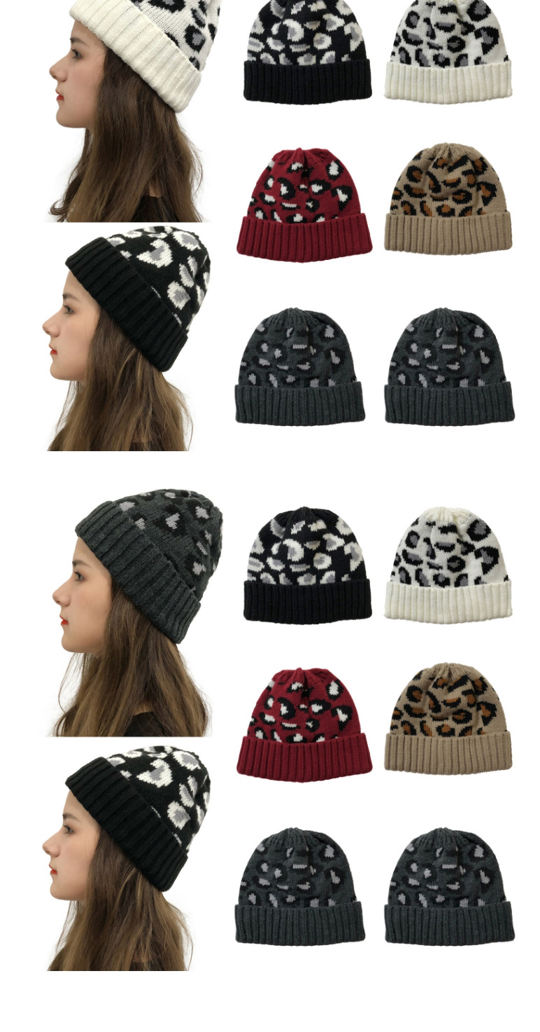 Fashion Black Leopard Jacquard Knitted Beanie,Knitting Wool Hats