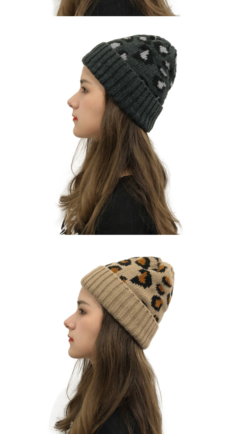 Fashion Black Leopard Jacquard Knitted Beanie,Knitting Wool Hats