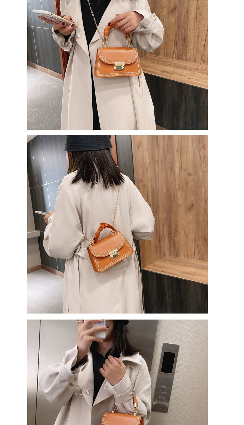 Fashion White Lock Flap Contrast Color Embroidery Thread Shoulder Messenger Bag,Shoulder bags