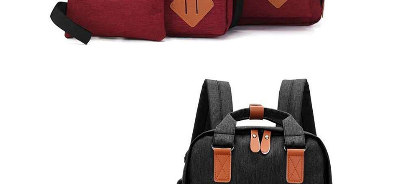 Fashion Black Stitching Nylon Fabric Backpack Three-piece Set,Backpack