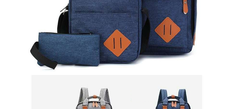 Fashion Navy Blue Stitching Nylon Fabric Backpack Three-piece Set,Backpack