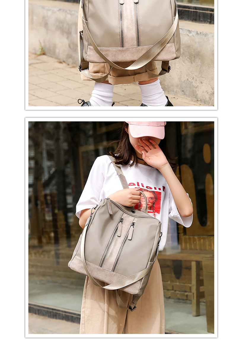 Fashion Gray Oxford Cloth Stitching Zipper One-shoulder Backpack,Backpack