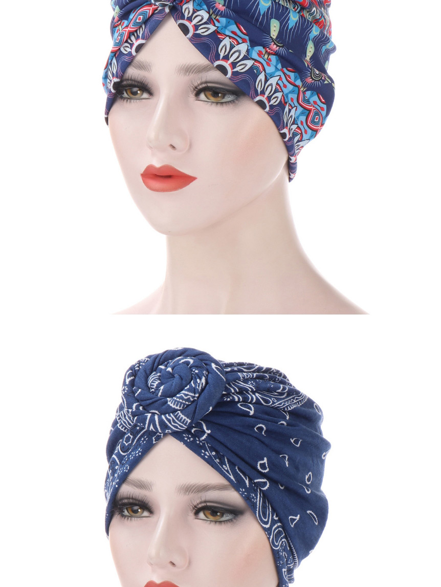 Fashion Light Pink Geometric Turban Hat With Spiral Snail Print,Beanies&Others