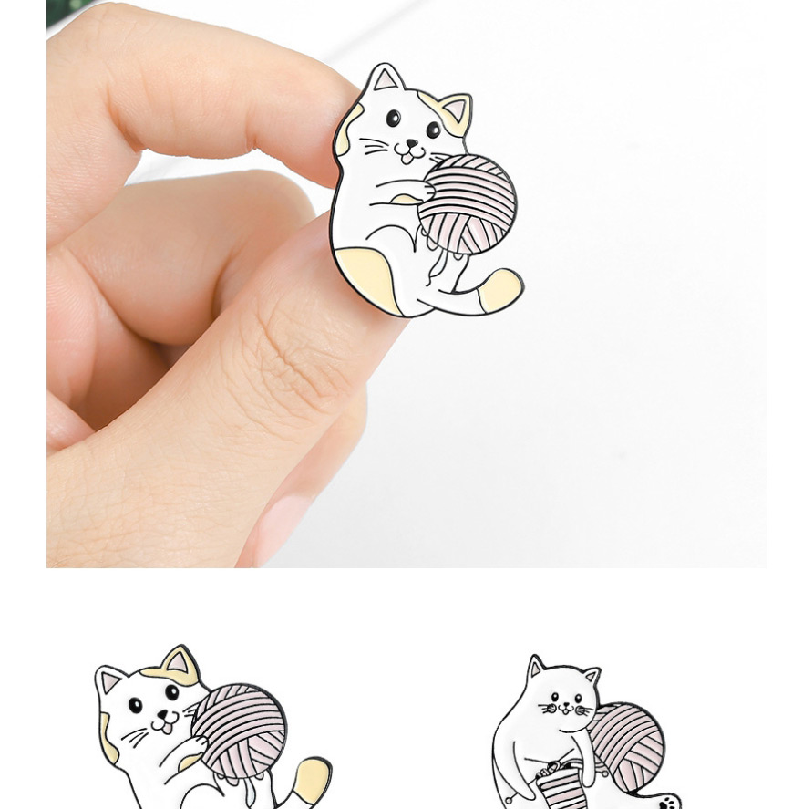 Fashion Kitten Yarn Cat Reading Book Cat Thread Ball Drip Oil Alloy Pin,Korean Brooches