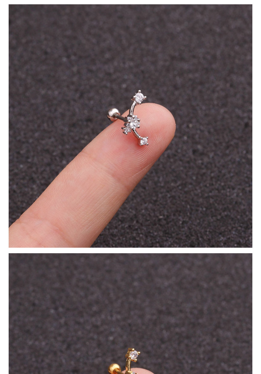 Fashion Xingyue Silver Moon Micro-inlaid Zircon Stainless Steel Double-head Screw Geometric Earrings,Earrings