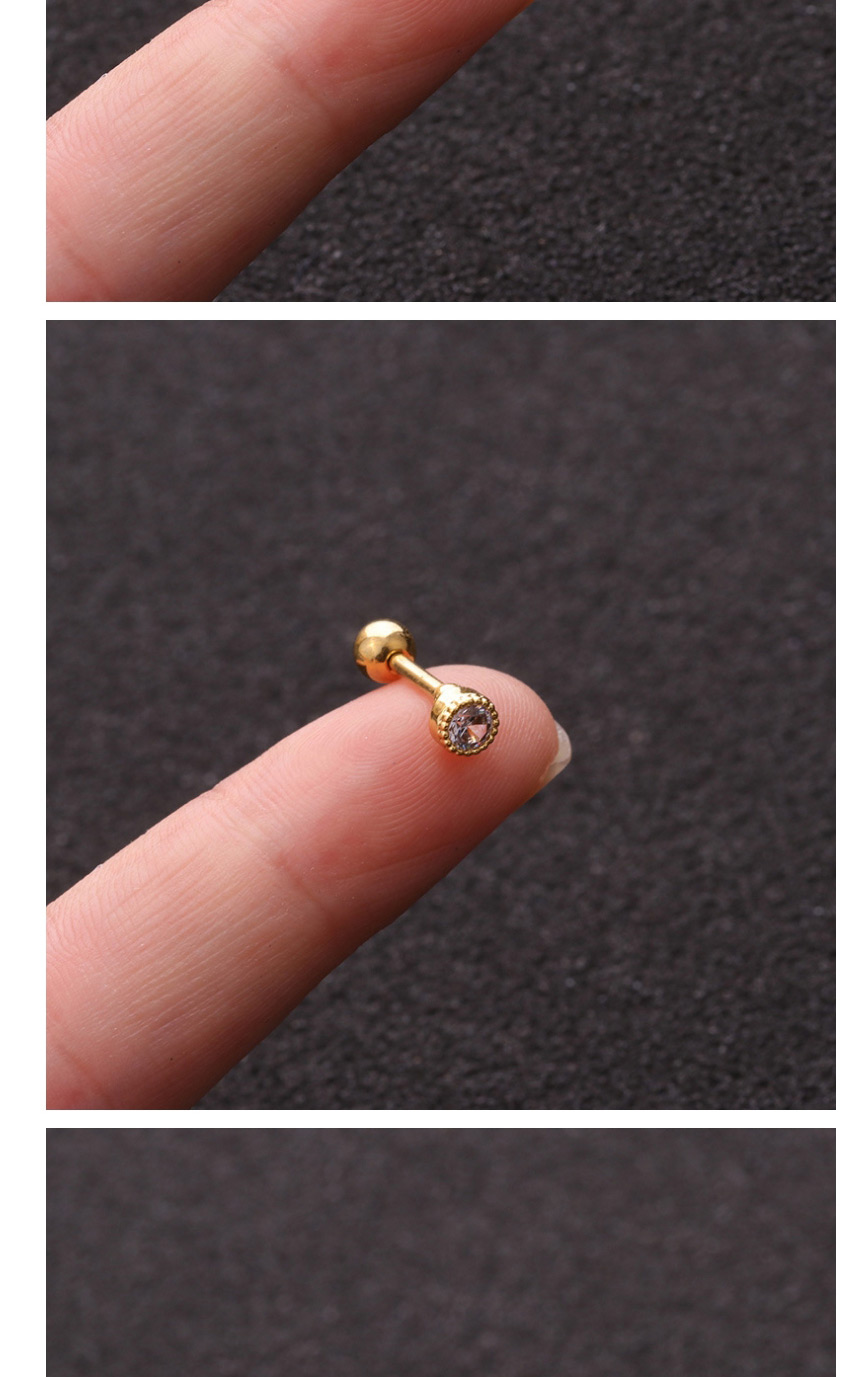 Fashion Drop-shaped Golden Golden Stainless Steel Screw Earrings Flower Zircon Do Not Need To Remove The Ear Bone Studs For Sleeping (1pcs),Ear Cartilage Rings & Studs