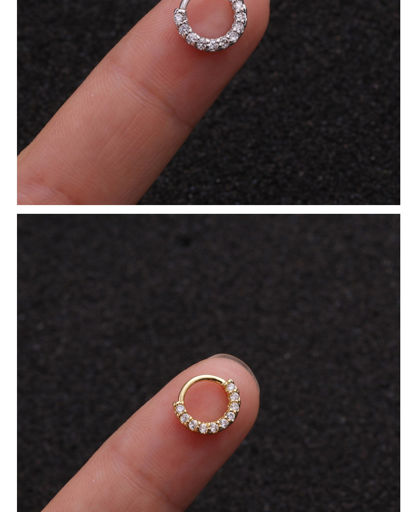 Fashion 8mm Mixed Color Micro-inlaid Zircon Geometric Round Gold-plated Nose Ring,Nose Rings & Studs