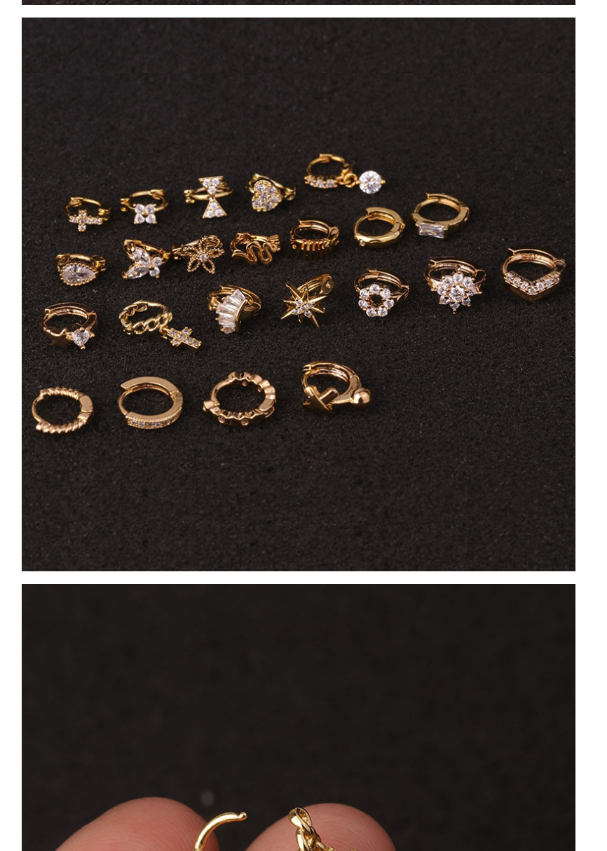 Fashion Snowflake Silver Micro-set Zircon Geometric Gold-plated Earrings,Earrings