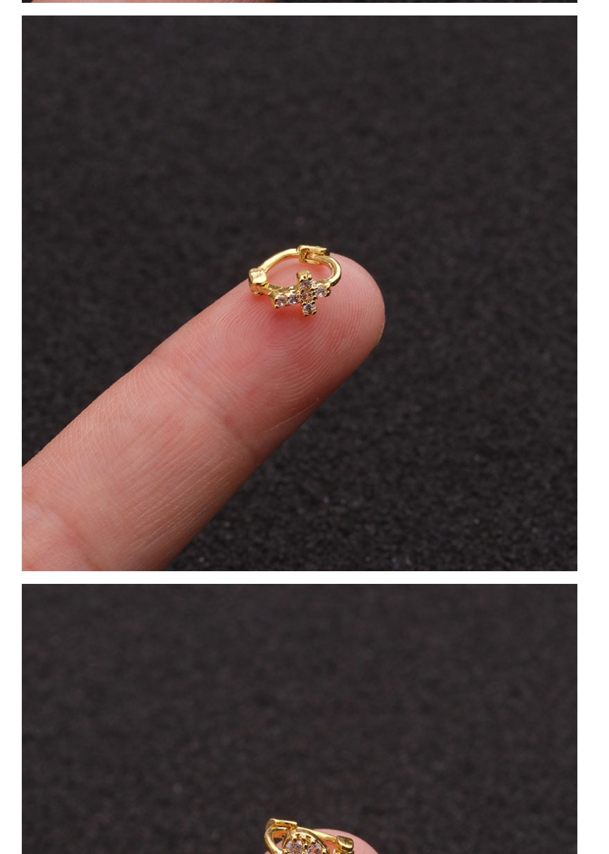 Fashion Snowflake Rose Gold Rose Gold Ear Bone Piercing Micro-inlaid Zircon Small Ear Buckle Earrings,Earrings