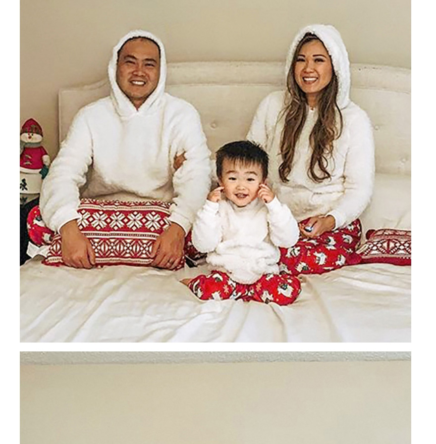 Fashion Dad Alpaca Print Christmas Plush Warm Hooded Parent-child Suit,Others
