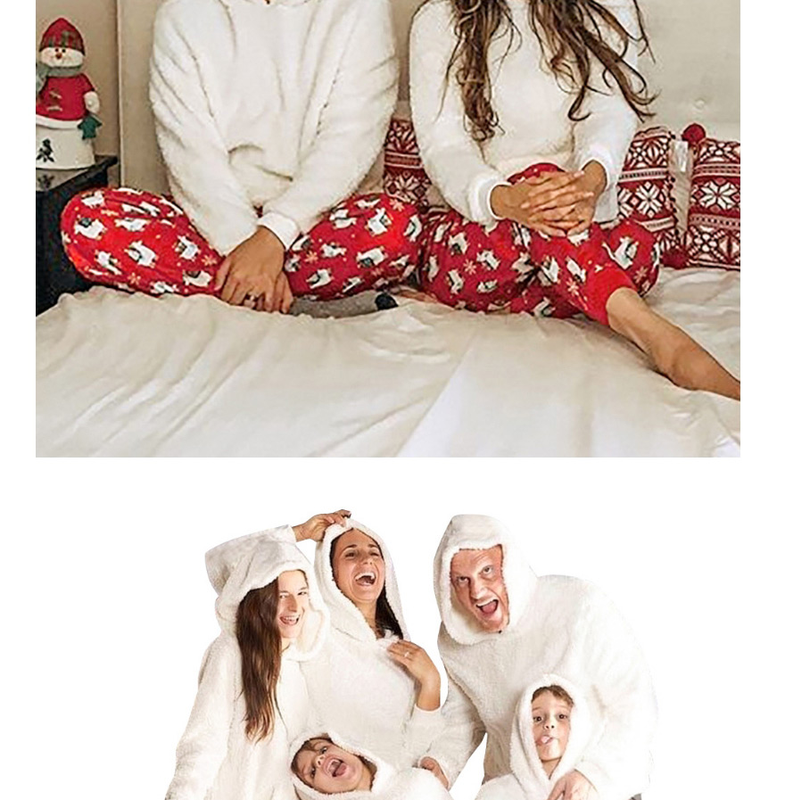 Fashion Mothers Alpaca Print Christmas Plush Warm Hooded Parent-child Suit,Others