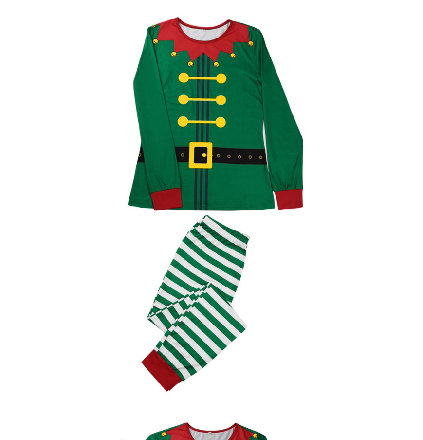 Fashion Mothers Clown Christmas Parent-child Stripe Printed Long Sleeve Pajamas,CURVE SLEEP & LOUNGE