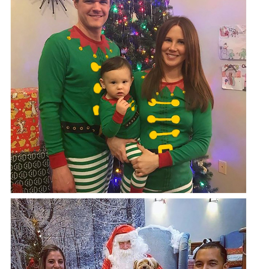 Fashion Childrens Clothing Clown Christmas Parent-child Stripe Printed Long Sleeve Pajamas,CURVE SLEEP & LOUNGE