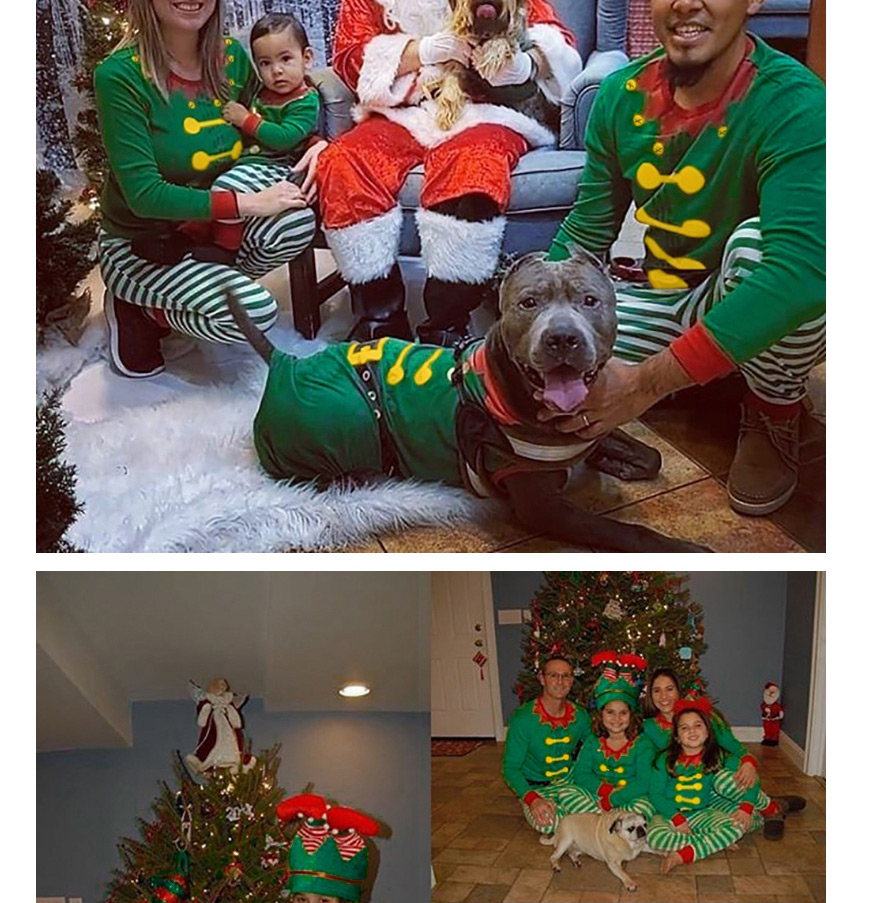 Fashion Dad Clown Christmas Parent-child Stripe Printed Long Sleeve Pajamas,CURVE SLEEP & LOUNGE