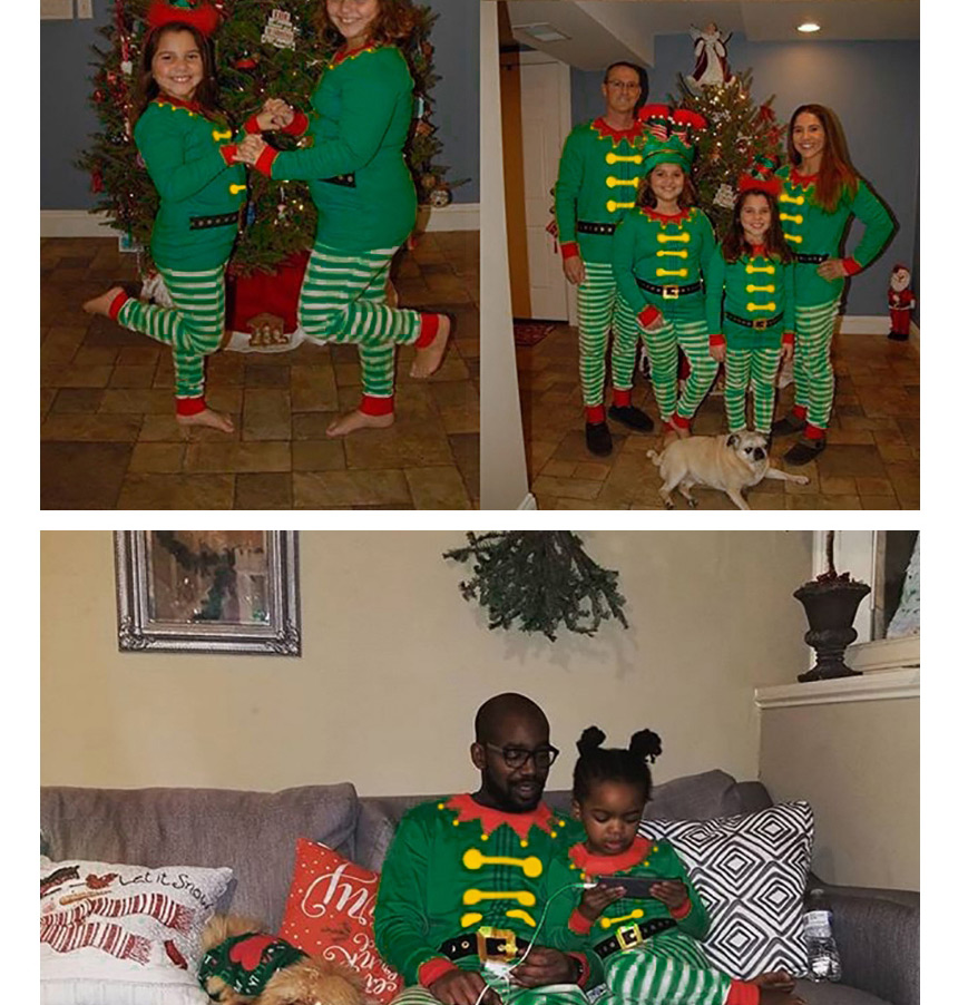 Fashion Childrens Clothing Clown Christmas Parent-child Stripe Printed Long Sleeve Pajamas,CURVE SLEEP & LOUNGE
