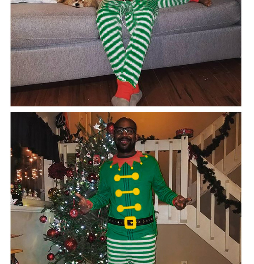 Fashion Dad Clown Christmas Parent-child Stripe Printed Long Sleeve Pajamas,CURVE SLEEP & LOUNGE