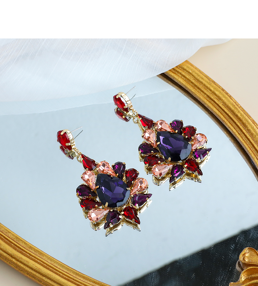 Fashion Purple Alloy Diamond Earrings,Drop Earrings