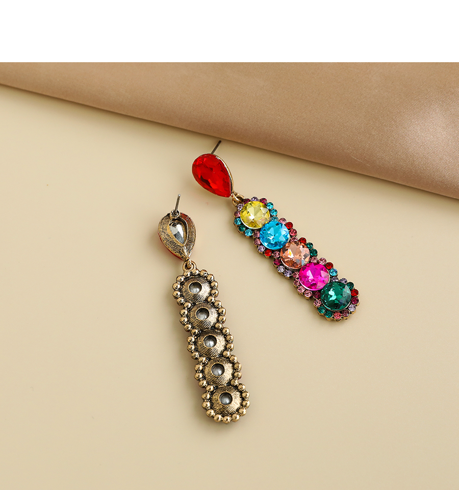 Fashion Color Alloy Diamond Earrings With Round Diamonds,Drop Earrings