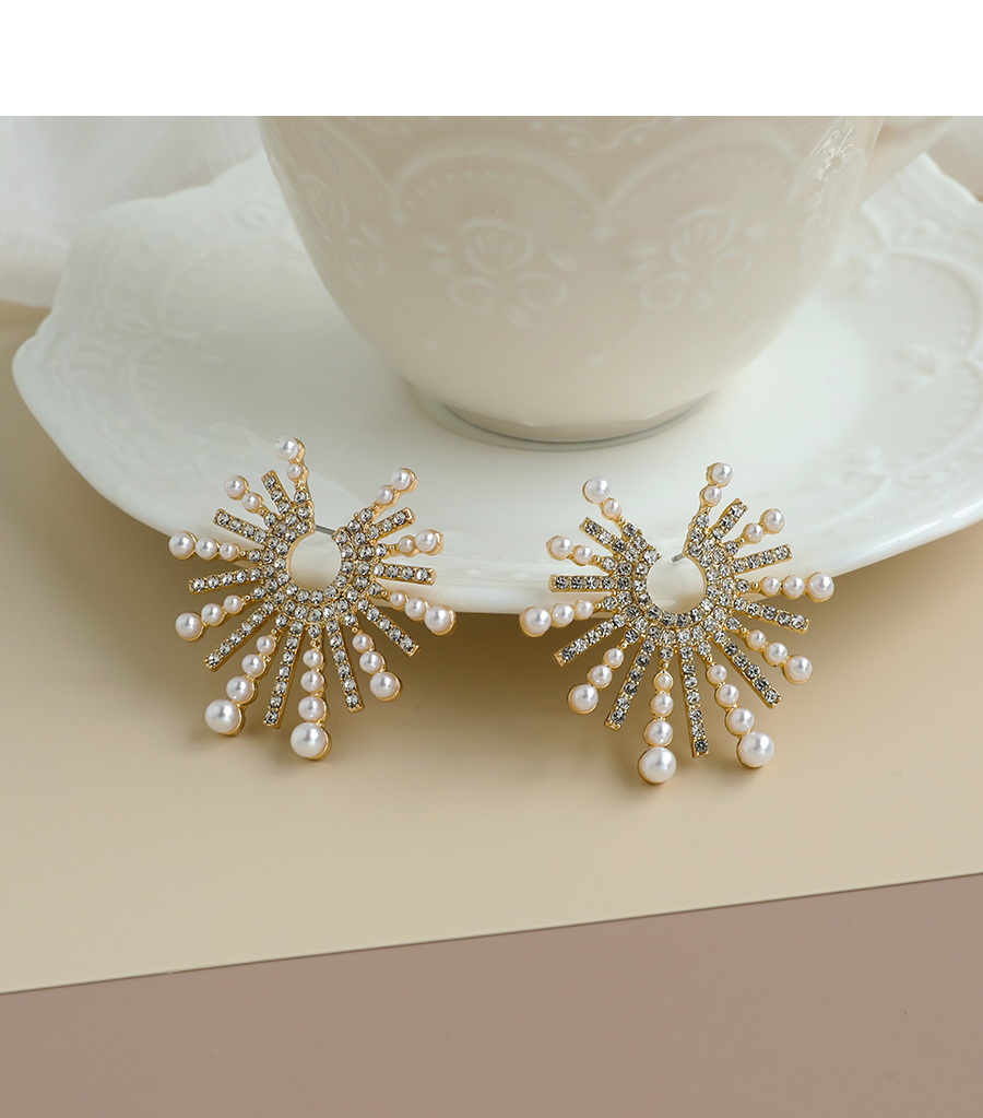 Fashion Silver Color Alloy Diamond Pearl Star Earrings,Stud Earrings