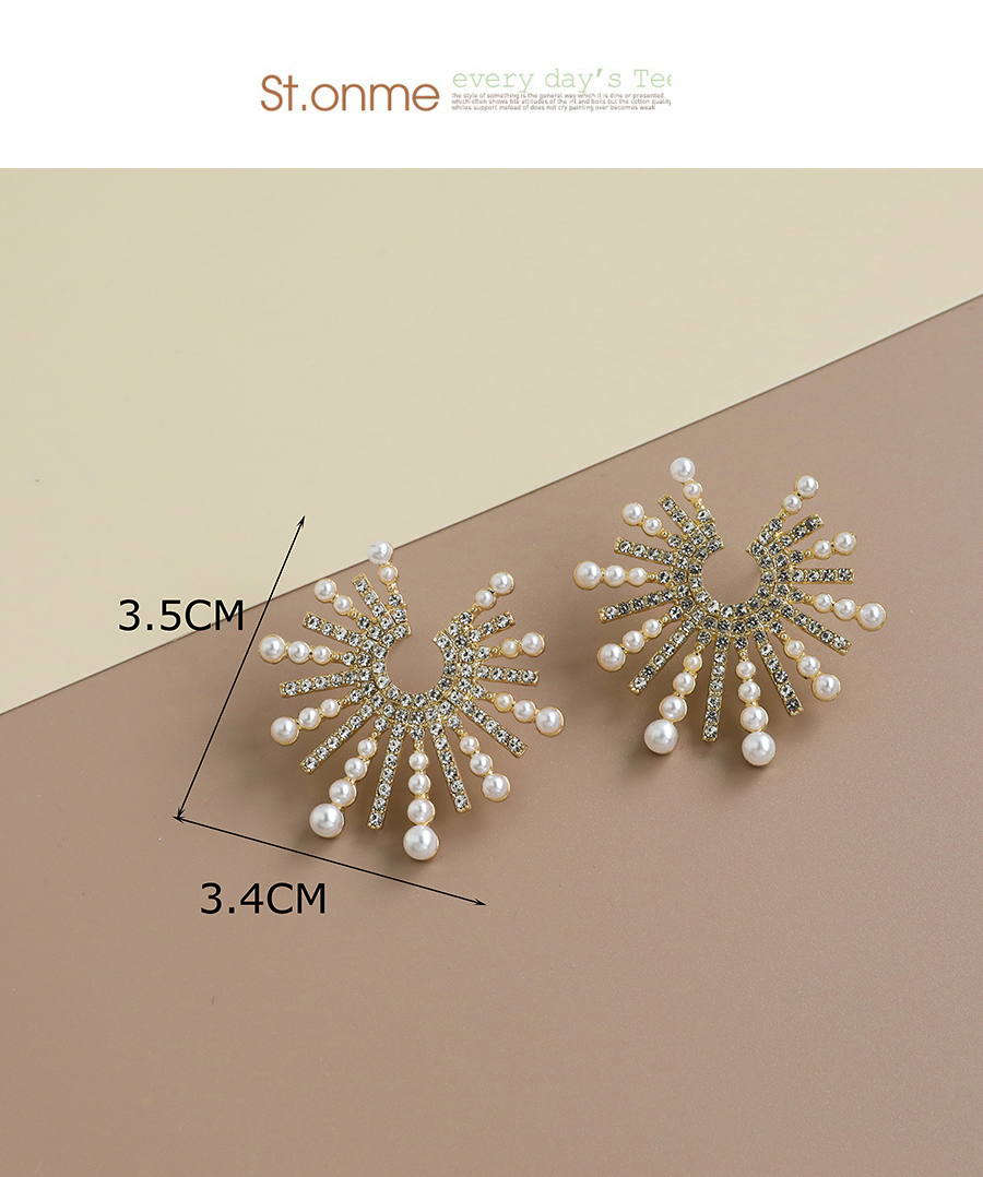 Fashion Gold Color Alloy Diamond Pearl Star Earrings,Stud Earrings