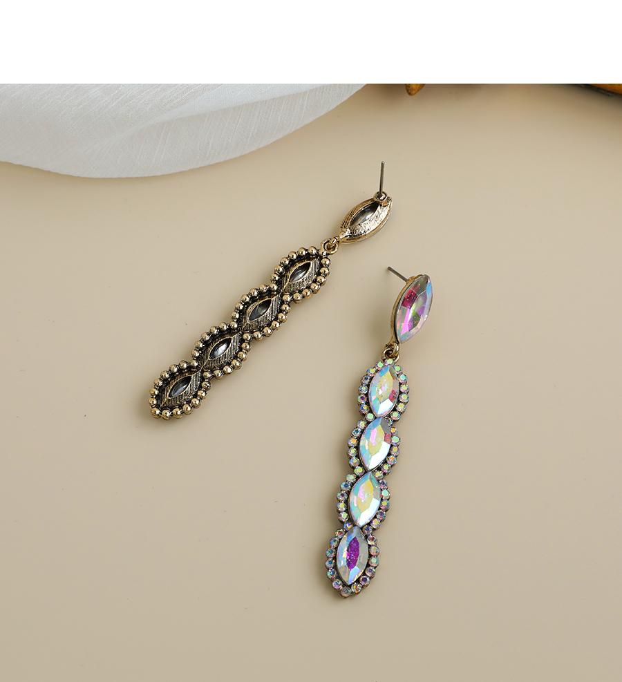 Fashion Ab Color Alloy Diamond Oval Diamond Earrings,Drop Earrings