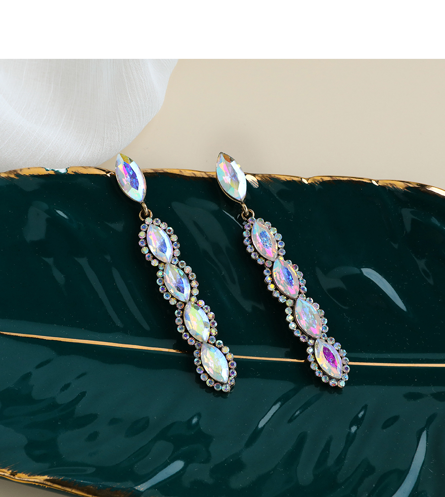 Fashion Color Alloy Diamond Oval Diamond Earrings,Drop Earrings