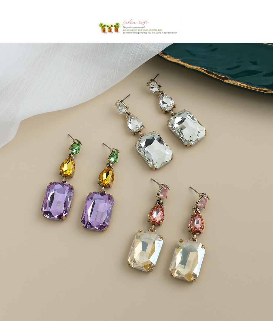 Fashion Color Alloy Diamond Drop Earrings,Drop Earrings