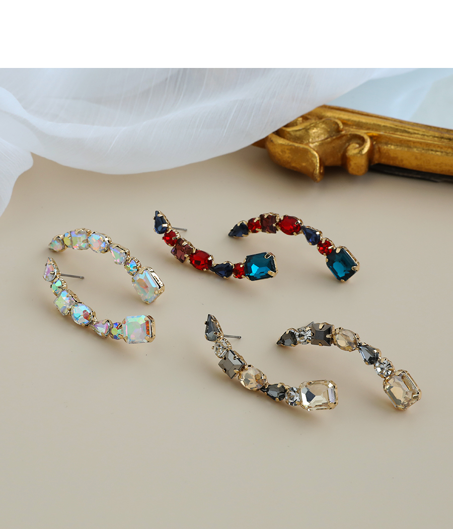 Fashion Color Alloy Diamond Geometric Diamond Earrings,Stud Earrings