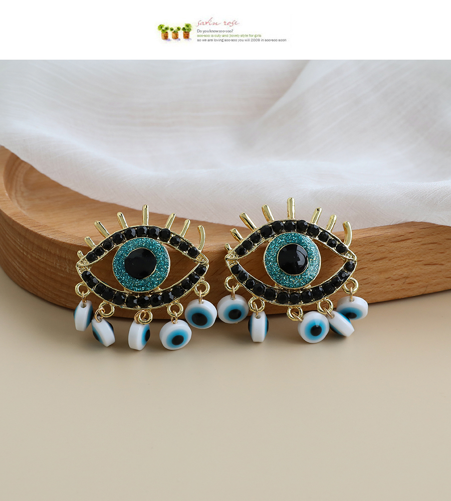 Fashion Gold Color Alloy Diamond Eye Tassel Stud Earrings,Drop Earrings