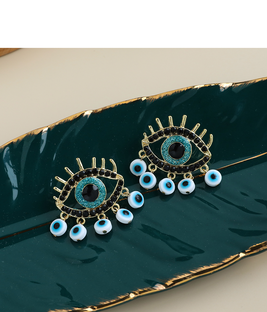 Fashion Gold Color Alloy Diamond Eye Tassel Stud Earrings,Drop Earrings