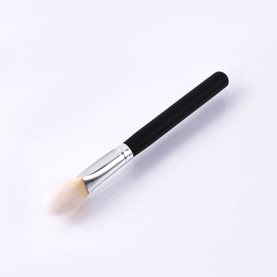 Fashion Single-black And White-triangle Color Makeup Brush With Wooden Handle And Aluminum Tube Nylon Hair,Beauty tools