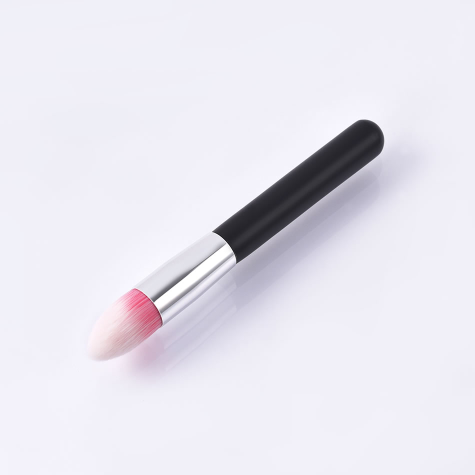 Fashion Single-mi-black And White-round Head Round Head Makeup Brush With Wooden Handle And Aluminum Tube,Beauty tools