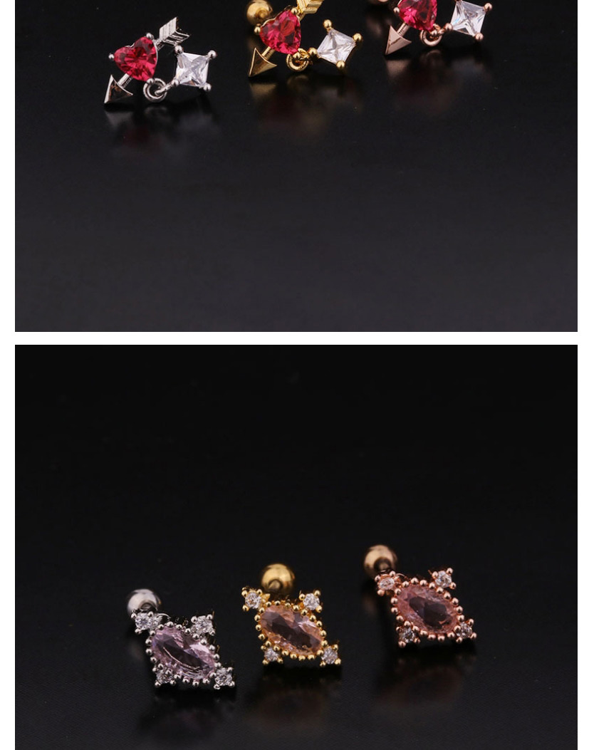 Fashion 6#silver Color Round Micro-inlaid Zircon Stainless Steel Screw Earrings (1 Price),Earrings