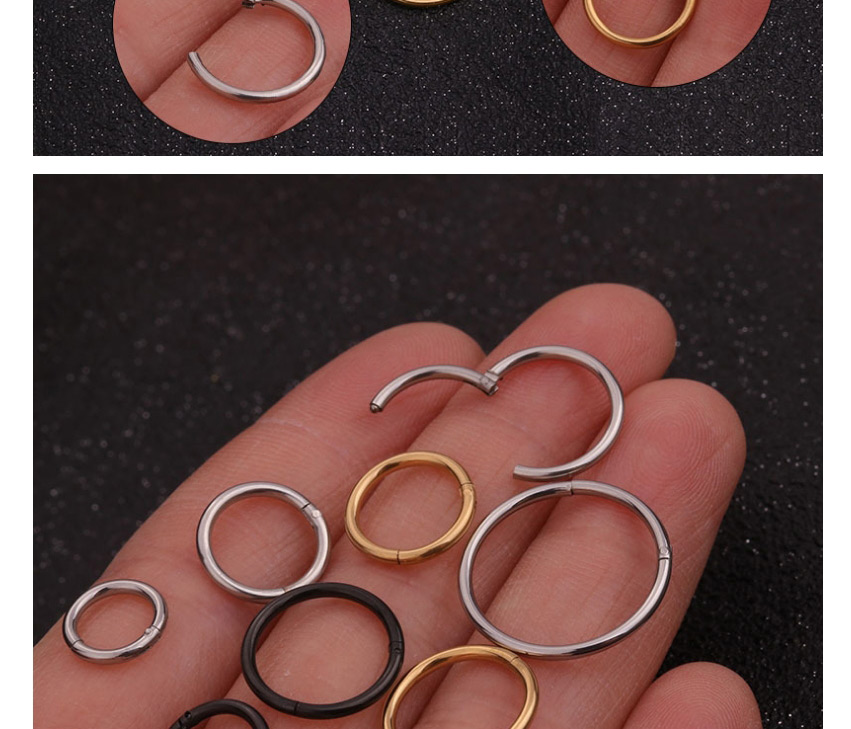 Fashion Gold Stainless Steel Geometric Round Piercing Nose Ring,Nose Rings & Studs