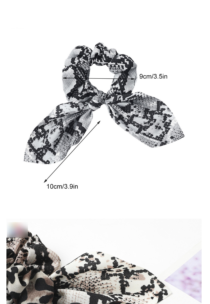 Fashion Diamond Flower Bunny Ears-black Snake Leopard Print Chiffon Dovetail Bow Hair Rope,Hair Ring